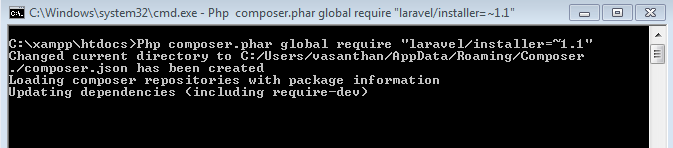 laravel installation in xampp